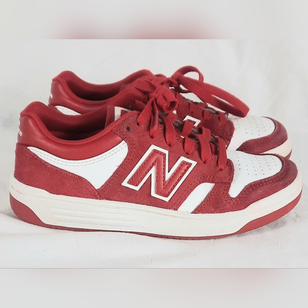 New Balance 480 Kids Shoes Size 1 Sneakers Team Red White PSB480WR Suede